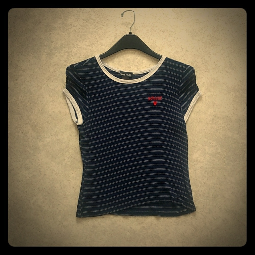 Wet Seal bonjour striped crop top